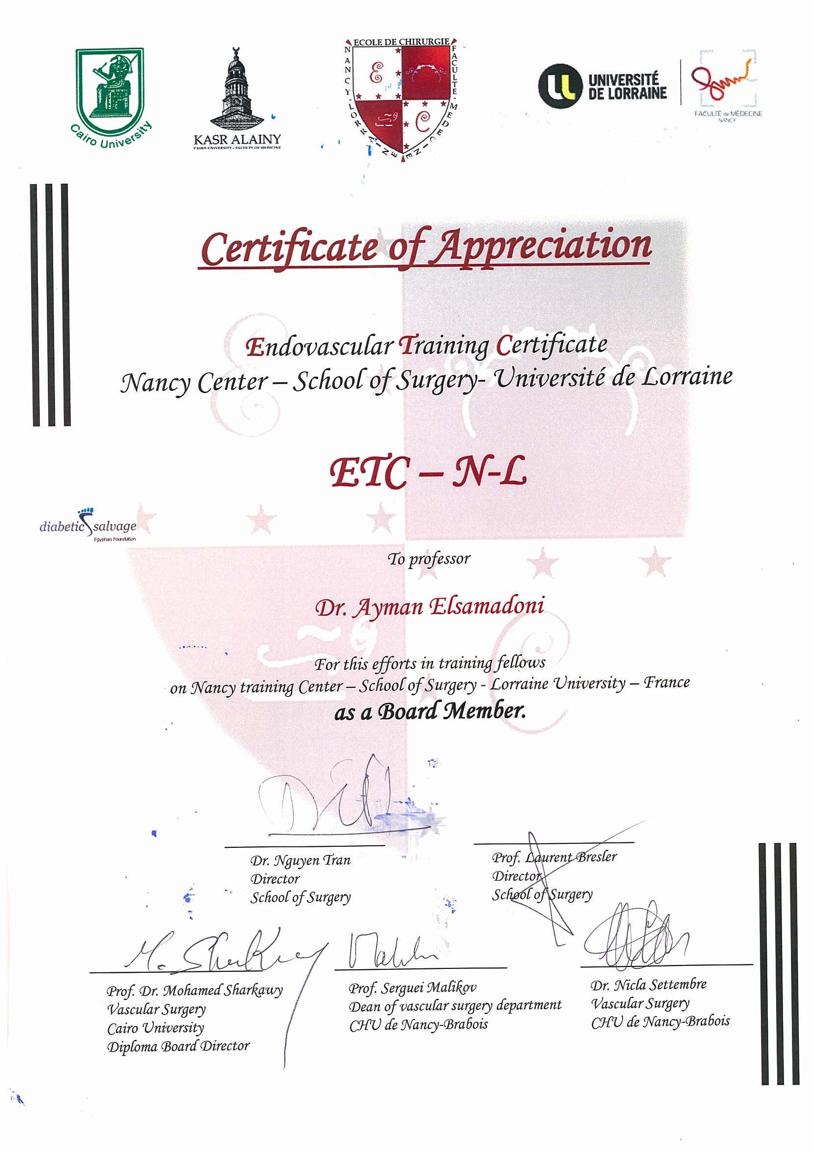Nancy-Lorraine Certificates certificate 1